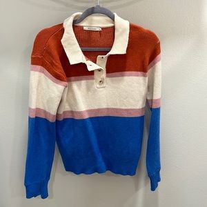 Cozy Collared striped sweater. Size large but fits like a Med. Worn once.